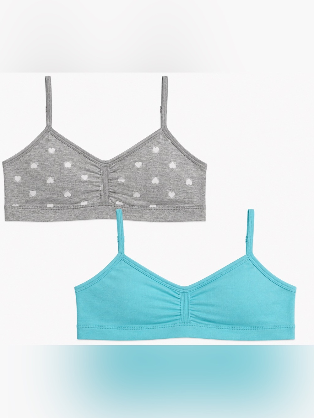 Maidenform Girls' 2-Pack Seamless Bralettes - Gray Heart & Aqua